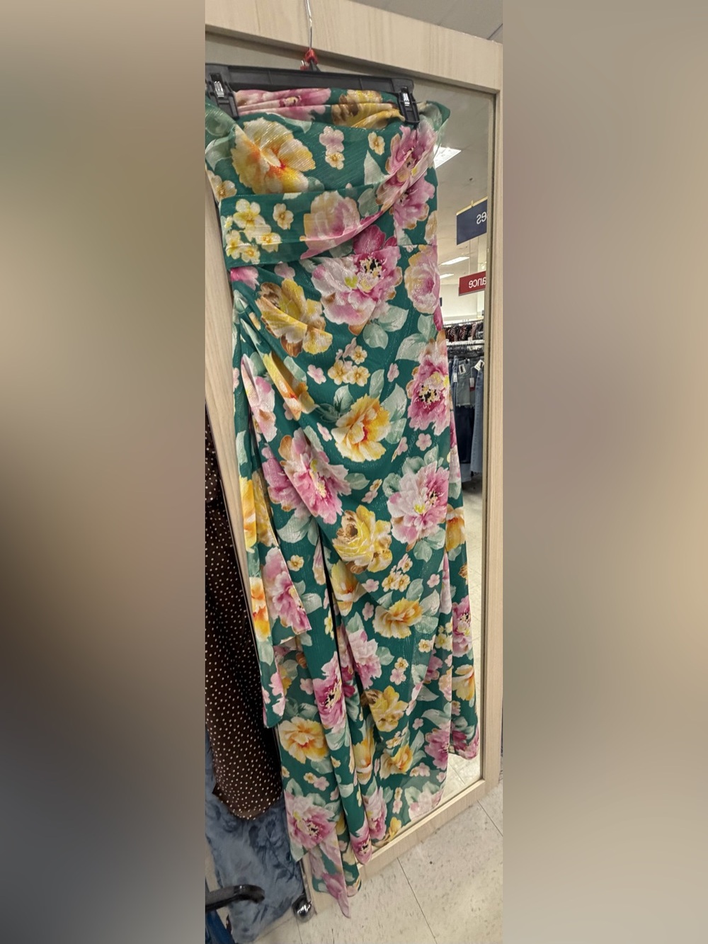Dress the Population Teal green dress with Pink and Yellow Floral Print